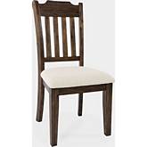 Bakersfield Slatback Dining Chair in Brushed Wood & Cream Fabric (Set of 2)